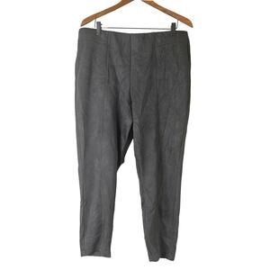 A609752 ISAAC MIZRAHI Estate Faux Suede Slim-Leg Pants Faded Shadow Petite L